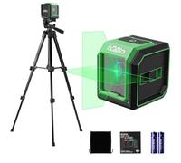 Funguard Livella Laser Verde con Treppiede, Autolivellante,2 Batteria AA | Treppiede regolabile, 30M Livello Laser Orizzontale e Verticale, IP54 per Cantieri, Decorazione per la casa, DIY, Portatile