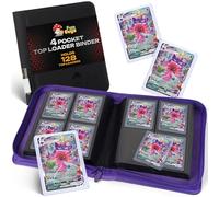 FunGuys Raccoglitore Toploader - Raccoglitore di carte collezionabili a 4 tasche per 128 caricatori superiori, raccoglitore di carte Pokemon, MTG, Yugioh, carte sportive, album di archiviazione TCG