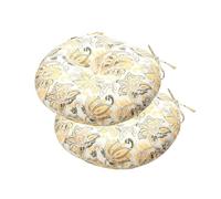 FUNHOME Cuscini per sedie da bistrot per tutte le stagioni con cravatte, cuscini rotondi per sedie da patio, 38,1 x 38,1 x 10,2 cm, set di 2, per casa, giardino, cucina, fiori, colore: giallo