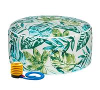 FUNHOME Pouf gonfiabile da esterno con pompa ad aria, 50,8 x 22,9 cm, pouf portatile da patio, impermeabile, resistente allo sbiadimento, sgabello rotondo per casa, giardino, campeggio, viaggi (foglia