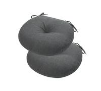 FUNHOME Set di 2 cuscini per sedia da bistrot con legacci, cuscini rotondi per sedie da esterno, 38 x 38 x 10 cm, impermeabili, per sgabello, casa, giardino, cucina, mobili (grigio antracite)