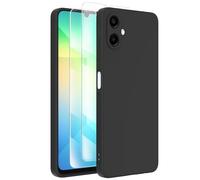 FUNHULLUN Cover Compatibile con Samsung Galaxy A06 4G con 2 Pezzi Vetro Temperato,Foderata in Microfibra,Morbida Ultra Sottile in Silicone Liquido Antiurto AntiGraffio Protezione Custodia-Nero