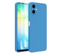 FUNHULLUN Cover Compatibile con Samsung Galaxy A06 4G con 2 Pezzi Vetro Temperato,Foderata in Microfibra,Morbida Ultra Sottile in Silicone Liquido Antiurto AntiGraffio Protezione Custodia-Blu