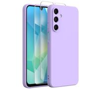 FUNHULLUN Cover Compatibile con Samsung Galaxy A16 5G con 2 Pezzi Vetro Temperato,Foderata in Microfibra,Morbida Ultra Sottile in Silicone Liquido Antiurto AntiGraffio Protezione Custodia-Viola