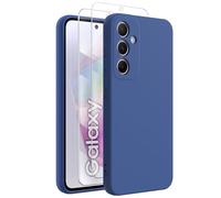 FUNHULLUN Cover Compatibile con Samsung Galaxy A35 con 2 Pezzi Vetro Temperato,Foderata in Microfibra,Morbida Ultra Sottile in Silicone Liquido Antiurto AntiGraffio Protezione Custodia-Blu