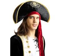 Funidelia | Cappello da capitano per donna e uomo Corsar, Bucaniere - Accessori per Adulto, accessorio per costume - Nero