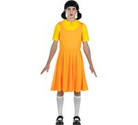 Funidelia | Costume Bambola di Squid Game Official Netflix per donna Costume per Adulto e accessori per Feste, Carnevale e Halloween - Taglia L - XL - Arancione