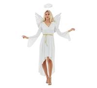 Funidelia | Costume da Angelo con aureola e ali per donna Natale, Natalizi - Costume per Adulto e accessori per Feste, Carnevale e Halloween - Taglia M - Bianco