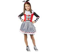 Funidelia | Costume da Arlecchina per bambina Pagliacci, Circo - Costume per bambini e accessori per Feste, Carnevale e Halloween - Taglia 7-9 anni - Nero