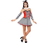 Funidelia | Costume da Arlecchina per donna Pagliacci, Circo - Costume per Adulto e accessori per Feste, Carnevale e Halloween - Taglia S - Nero
