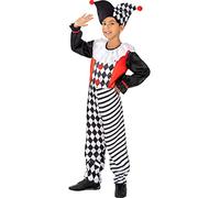 Funidelia | Costume da arlecchino per bambino Pagliacci, Circo - Costume per bambini e accessori per Feste, Carnevale e Halloween - Taglia 10-12 anni - Nero