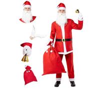 Funidelia | Costume da Babbo Natale da con accessori per uomo Santa Claus, Natale, Babbo Natale - Costume per Adulto e accessori per Feste, Carnevale e Halloween - Taglia XL - Rosso