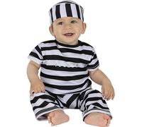 Funidelia | Costume da carcerato per bebè per neonati Ladro, Carcerato, Prigionero, Professioni - Costume per neonati e accessori per Feste, Carnevale e Halloween - Taglia 6-12 mesi - Nero