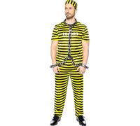 Funidelia | Costume da carcerato per uomo Ladro, Carcerato, Prigionero, Professioni - Costume per Adulto e accessori per Feste, Carnevale e Halloween - Taglia L - Giallo