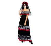 Funidelia Costume da Catrina per donna con cerchietto con fiori e velo, Vestito del Giorno dei Morti per adulti, Costumi di Carnevale, Halloween e Feste - Taglia S