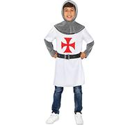 Funidelia | Costume da Cavaliere dei Templari per bambino Medievale, Medioevo, Cavaliere - Costume per bambini e accessori per Feste, Carnevale e Halloween - Taglia 7-9 anni - Grigio/Argentato