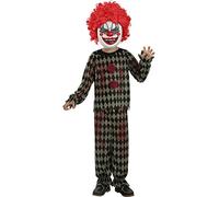Funidelia | Costume da clown assassino per bambino Pagliacci, Circo, Originali & Divertenti - Costume per bambini e accessori per Feste, Carnevale e Halloween - Taglia 5-6 anni - Rosso