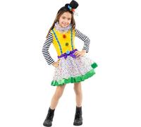 Funidelia | Costume da clown deluxe per bambina Pagliacci, Circo, Originali & Divertenti - Costume per bambini e accessori per Feste, Carnevale e Halloween - Taglia 10-12 anni - Giallo