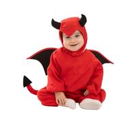 Funidelia Costume da Diavolo per Bebè con tutina, cappuccio, ali e coda, Tenuta da Demone, Costumi per Halloween e Carnevale - Taglia 12-24 mesi