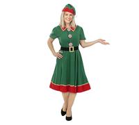 Funidelia Costume da elfa per donna, Include abito, cintura e cappellino, Natale - Tenuta per adulti per feste, Carnevale e Halloween - Taglia M