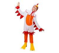 Funidelia Costume da Gallina per Bambino e Bambina con tutina, pantaloni, copripiedi e cappuccio, Tenuta da Animale Infantile Gallo Pollo, Costumi di Carnevale, Halloween e Feste - Taglia 5-6 anni
