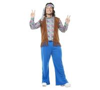 Funidelia Costume da Hippie per Uomo con maglietta, gilet, pantaloni e fascia, Tenuta Anni '60 per Adulto Decadi, Costumi di Carnevale, Halloween e Addii al Celibato - Taglia S