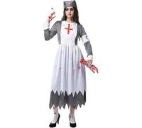 Funidelia | Costume da infermiera suora zombie da per donna Morto vivente, Halloween, Horror - Costume per Adulto e accessori per Feste, Carnevale e Halloween - Taglia L - Grigio/Argentato