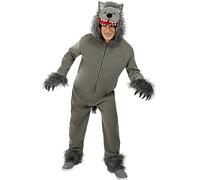 Funidelia | Costume da Lupo grigio per donna e uomo Animali, Lupo Mannaro, Lupo Feroce - Costume per Adulto e accessori per Feste, Carnevale e Halloween - Taglia L - XL - Grigio/Argentato