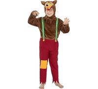 Funidelia | Costume da lupo marrone per bambina e bambino Animali, Lupo Mannaro, Lupo Feroce - Costume per Bambini e accessori per Feste, Carnevale e Halloween - Taglia 10-12 anni - Marroni