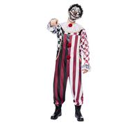 Funidelia Costume da pagliaccio assassino Premium per uomo, Tuta, camicia, gorgiera e maschera con capelli - Completo per adulti per feste, Carnevale e Halloween - Taglia S