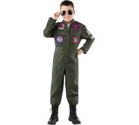 Funidelia Costume da pilota di Top Gun per bambino, Licenza Ufficiale, Taglia 3-4 anni Pilota, Aviatore - Vestito per bambini per feste, Carnevale e Halloween