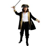 Funidelia | Costume da pirata deluxe da Collezione coloniale per uomo Corsar, Bucaniere - Costume per Adulto e accessori per Feste, Carnevale e Halloween - Taglia XL - Nero