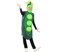 Funidelia | Costume da pisello per donna e uomo Cibo, Bibite, Originali & Divertenti - Costume per Adulto e accessori per Feste, Carnevale e Halloween - Taglia unica - Verde