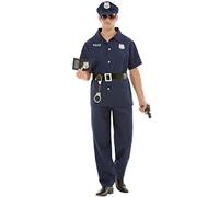 Funidelia | Costume da Poliziotto per Uomo Taglia XXL Poliziotto, Agente di Polizia, FBI, Professioni - Azzurro/Blu