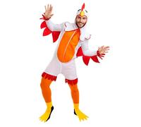 Funidelia Costume da pollo per uomo e donna con tuta, pantaloni, copripiedi e cappuccio, costume da animale per adulto, costumi per carnevale e addio al nubilato
