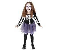 Funidelia Costume da Scheletro per Bambina con vestito tutù che si illumina al buio, Tenuta Ossa Infantile, Costumi di Carnevale, Halloween e Feste - Taglia 5-6 anni