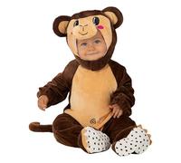 Funidelia Costume da scimmia per neonato, Include tuta con bottoni, cappellino, coda e copripiedi, Taglia 12-24 mesi, Animali, Scimpanzé - Completo per bebè per feste, Carnevale e Halloween