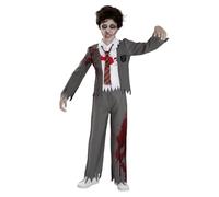 Funidelia Costume da studente zombie per bambino, Include pantaloni, giacca con camicia simulata e cravatta, Morto Vivente - Completo per bambini per feste, Carnevale e Halloween - Taglia 10-12 anni