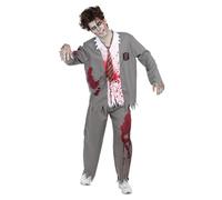 Funidelia Costume da studente zombie per uomo, Include pantaloni, giacca con camicia simulata e cravatta, Morto Vivente - Completo per adulti per feste, Carnevale e Halloween - Taglia L