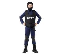 Funidelia Costume da SWAT per bambino, Tuta, gilet, gomitiere, ginocchiere, passamontagna e cintura con fondina, Guardia, Agente - Tenuta per bambini per feste e Carnevale - Taglia 3-4 anni
