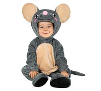 Funidelia Costume da topo per bebè, Include tuta con bottoni automatici, cappellino, coda e copripiedi, Animali - Tenuta per bebè per feste, Carnevale e Halloween - Taglia 6-12 mesi