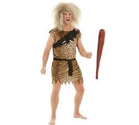 Funidelia | Costume da troglodita con clava per uomo Troglodita, Età della pietra, Uomo preistorico, Preistorica - Costume per Adulto e accessori per Feste, Carnevale e Halloween - Taglia XL