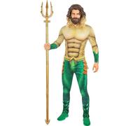 Funidelia | Costume di Aquaman con accessori per uomo Supereroi, DC Comics, Lega della Giustizia - Costume per Adulto e accessori per Feste, Carnevale e Halloween - Taglia M - Dorato