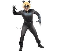 Funidelia Costume di Cat Noir - Ladybug per uomo, Licenza Ufficiale, Cartoni Animati, Ladybug - Vestito per Adulto per feste, Carnevale e Halloween