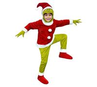 Funidelia Costume di Grinch per bambina e bambino, Licenza Ufficiale, Taglia 5-6 anni Il Grinch, Films & Series - Vestito per bambini per feste, Carnevale e Halloween