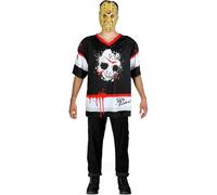 Funidelia | Costume di Jason Venerdi 13 Hockey con maschera per Uomo Friday The 13th, Film di Paura, Horror - Costume per Adulto e Accessori per Feste, Carnevale e Halloween - Taglia M - Nero