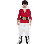Funidelia | Costume di Mr Satan Dragon Ball per uomo Sfera del drago, Manga, Saiyan - Costume per Adulto e accessori per Feste, Carnevale e Halloween - Taglia L - Rosso