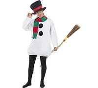 Funidelia | Costume di pupazzo di neve con scopa per uomo Natale, Snowman, Natalizi - Costume per Adulto e accessori per Feste, Carnevale e Halloween - Taglia L - XL - Bianco
