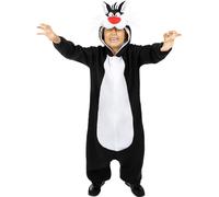 Funidelia | Costume di Silvestre - Looney Tunes per bambina e bambino Cartoni Animati, Sylvester the Cat - Costume per Bambini e accessori per Feste, Carnevale e Halloween - Taglia 7-9 anni - Nero