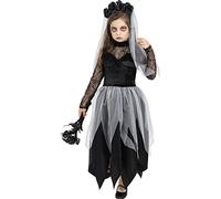 Funidelia | Costume di sposa fantasma con bouquet per bambina Sposa Halloween & La Sposa Cadavere - Costume per bambini e accessori per Feste, Carnevale e Halloween - Taglia 5-6 anni